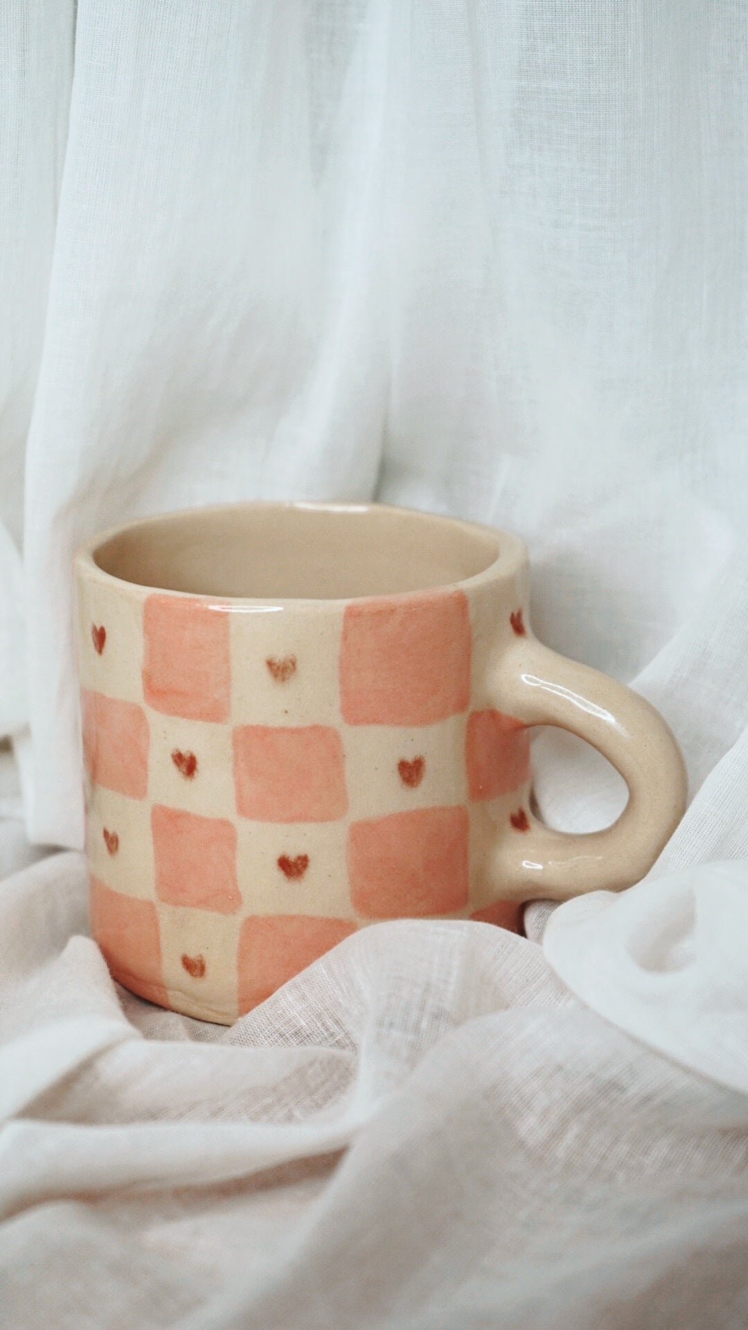 Tasse damier rose