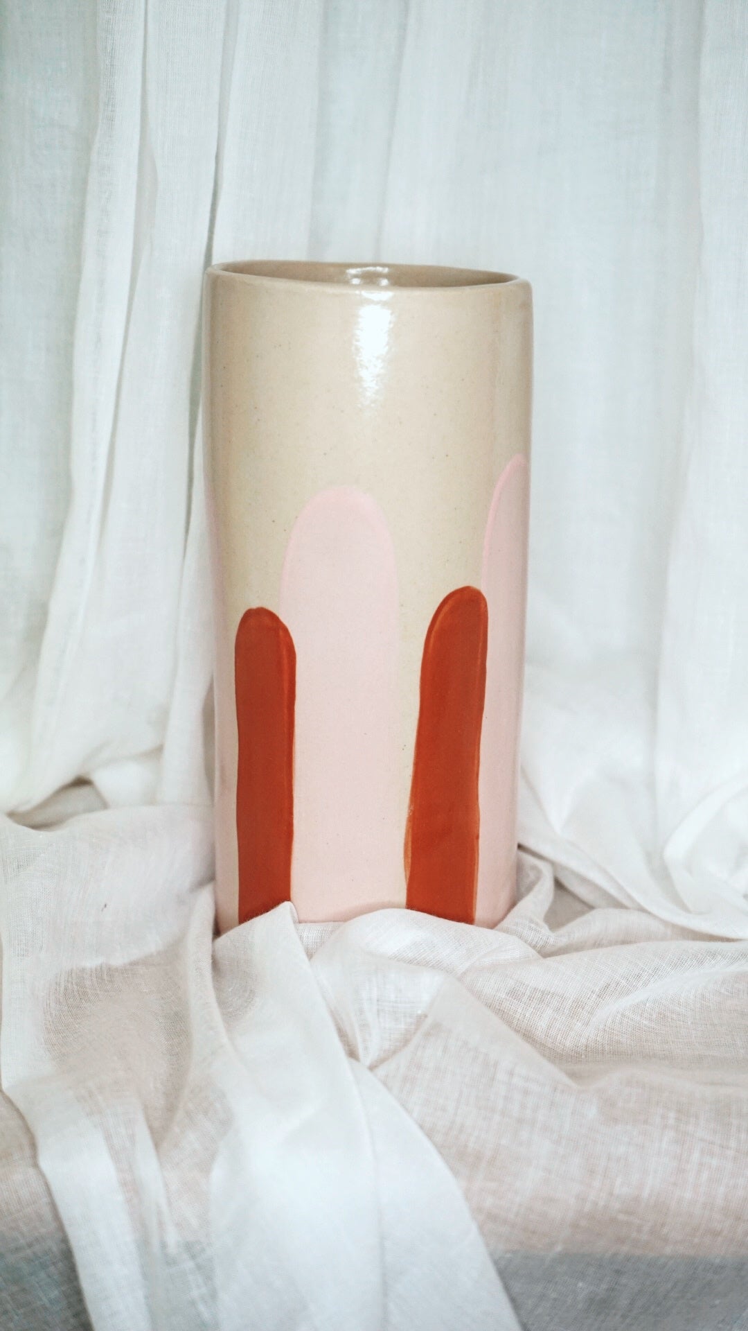 Vase rose poudré - terracotta