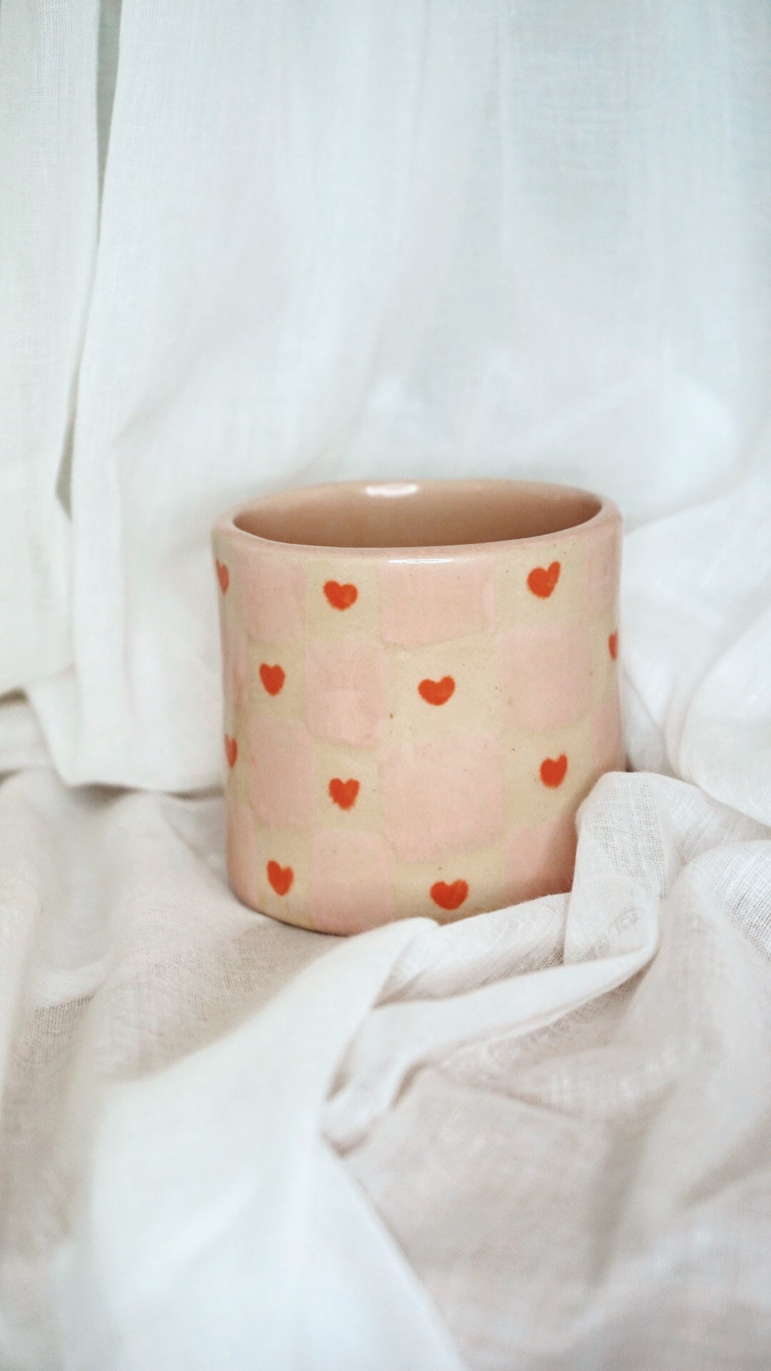 Mug damier rose