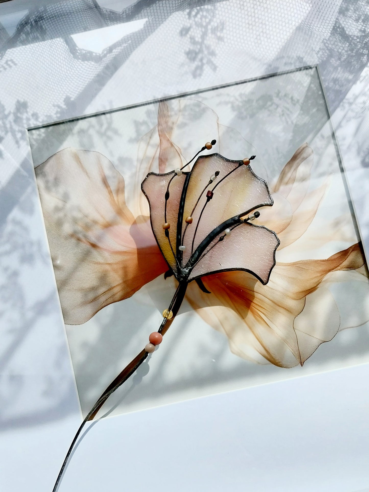 Atelier vitrail Tiffany - fleur à piquer ou suspendre