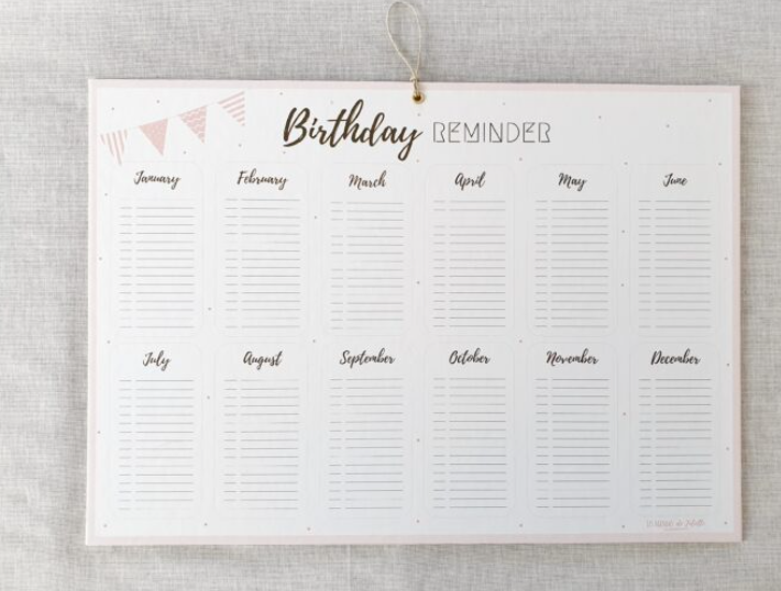 Calendrier des anniversaires