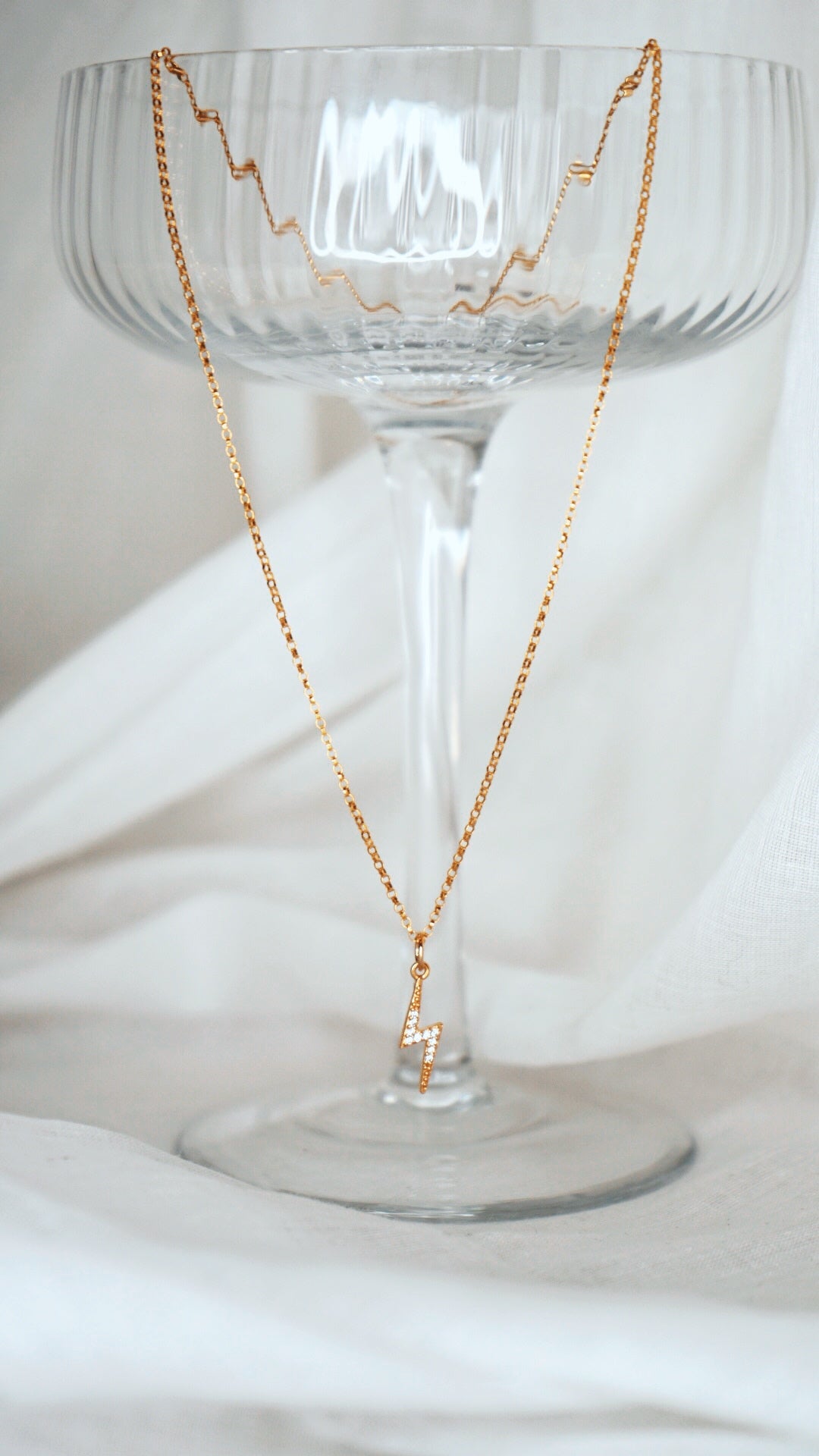 Collier goldfilled éclair blanc