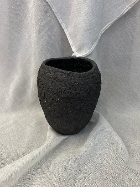Vase rond céramique noir