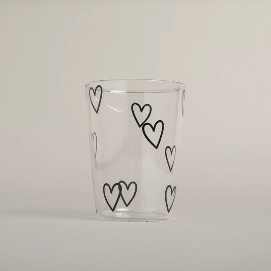 Verre à eau cœurs noirs